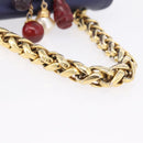 LOEWE Chain Hand Bag Leather Navy Gold Auth 207974-8