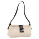 FENDI Zucca Canvas Mamma Baguette Shoulder Bag Ivory Silver Auth 207980A-1