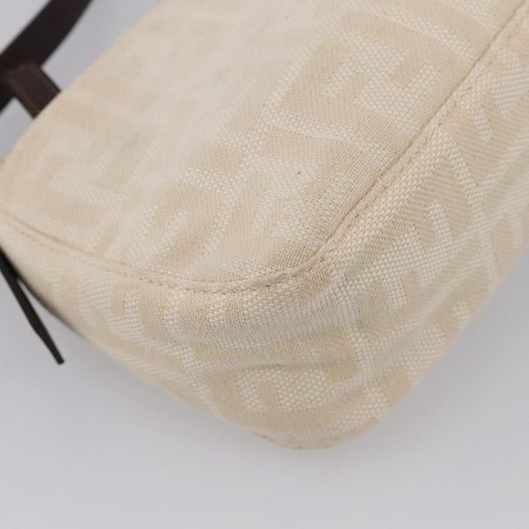 FENDI Zucca Canvas Mamma Baguette Shoulder Bag Ivory Silver Auth 207980A