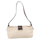 FENDI Zucca Canvas Mamma Baguette Shoulder Bag Ivory Silver Auth 207980A-3