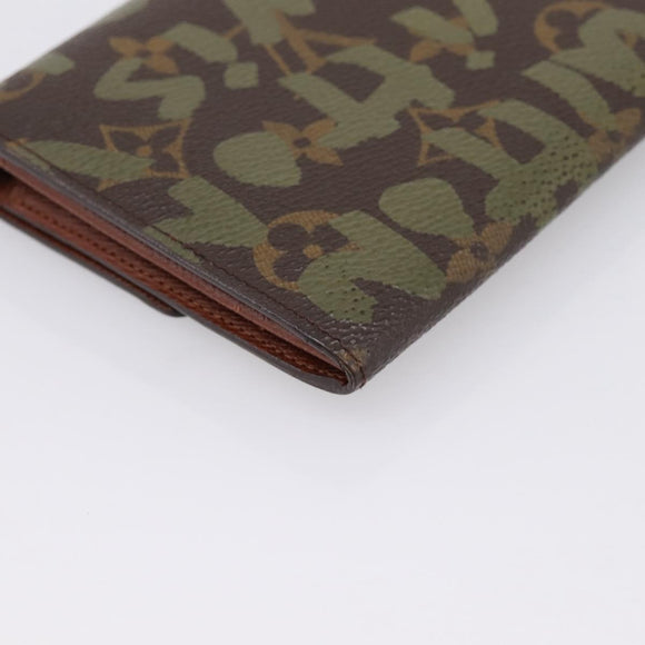 LOUIS VUITTON Monogram Graffiti Porte Monnaie Credit Khaki M92188 Auth 207981V