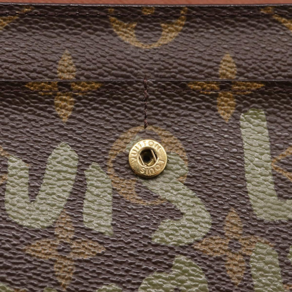 LOUIS VUITTON Monogram Graffiti Porte Monnaie Credit Khaki M92188 Auth 207981V