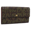 LOUIS VUITTON Monogram Graffiti Porte Monnaie Credit Khaki M92188 Auth 207981V-1