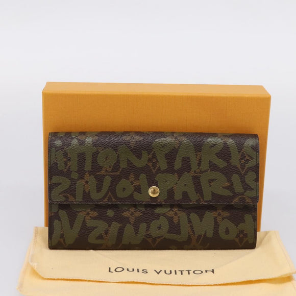 LOUIS VUITTON Monogram Graffiti Porte Monnaie Credit Khaki M92188 Auth 207981V