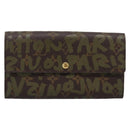 LOUIS VUITTON Monogram Graffiti Porte Monnaie Credit Khaki M92188 Auth 207981V-13
