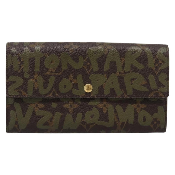 LOUIS VUITTON Monogram Graffiti Porte Monnaie Credit Khaki M92188 Auth 207981V