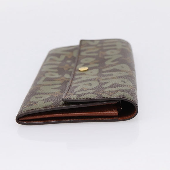 LOUIS VUITTON Monogram Graffiti Porte Monnaie Credit Khaki M92188 Auth 207981V