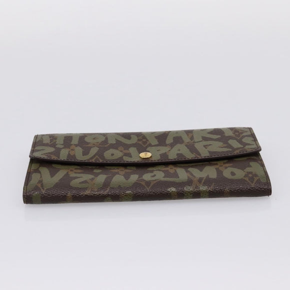 LOUIS VUITTON Monogram Graffiti Porte Monnaie Credit Khaki M92188 Auth 207981V