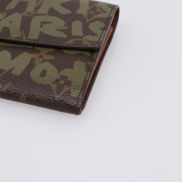LOUIS VUITTON Monogram Graffiti Porte Monnaie Credit Khaki M92188 Auth 207981V