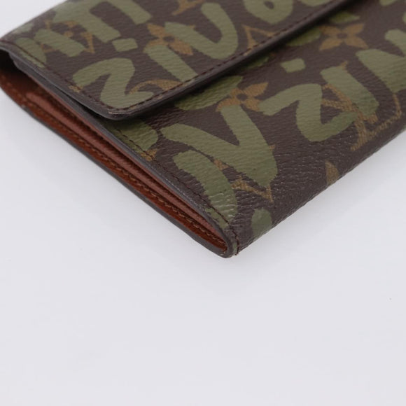 LOUIS VUITTON Monogram Graffiti Porte Monnaie Credit Khaki M92188 Auth 207981V