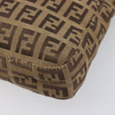 FENDI Zucchino Canvas Mamma Baguette Hand Bag Brown Silver Auth 207982-10