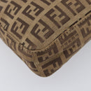 FENDI Zucchino Canvas Mamma Baguette Hand Bag Brown Silver Auth 207982-11