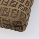 FENDI Zucchino Canvas Mamma Baguette Hand Bag Brown Silver Auth 207982-12