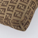 FENDI Zucchino Canvas Mamma Baguette Hand Bag Brown Silver Auth 207982-13