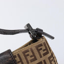 FENDI Zucchino Canvas Mamma Baguette Hand Bag Brown Silver Auth 207982-14