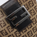 FENDI Zucchino Canvas Mamma Baguette Hand Bag Brown Silver Auth 207982-16