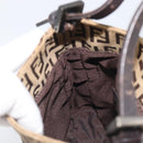 FENDI Zucchino Canvas Mamma Baguette Hand Bag Brown Silver Auth 207982-21