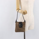 FENDI Zucchino Canvas Mamma Baguette Hand Bag Brown Silver Auth 207982-22