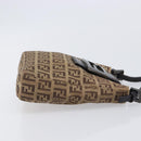 FENDI Zucchino Canvas Mamma Baguette Hand Bag Brown Silver Auth 207982-4