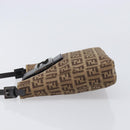 FENDI Zucchino Canvas Mamma Baguette Hand Bag Brown Silver Auth 207982-5