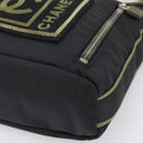 CHANEL Sports Line Shoulder Bag Canvas Black Silver CC Auth 207983-10
