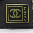 CHANEL Sports Line Shoulder Bag Canvas Black Silver CC Auth 207983-14