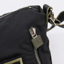 CHANEL Sports Line Shoulder Bag Canvas Black Silver CC Auth 207983-15