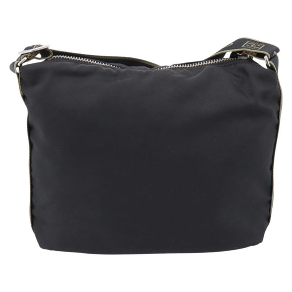 CHANEL Sports Line Shoulder Bag Canvas Black Silver CC Auth 207983
