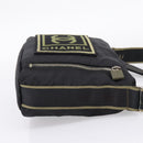 CHANEL Sports Line Shoulder Bag Canvas Black Silver CC Auth 207983-5