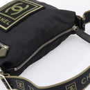 CHANEL Sports Line Shoulder Bag Canvas Black Silver CC Auth 207983-6