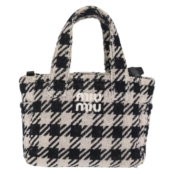Miu Miu Hand Bag Pile 2way Black Gold Auth 207984A