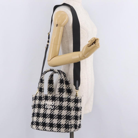 Miu Miu Hand Bag Pile 2way Black Gold Auth 207984A