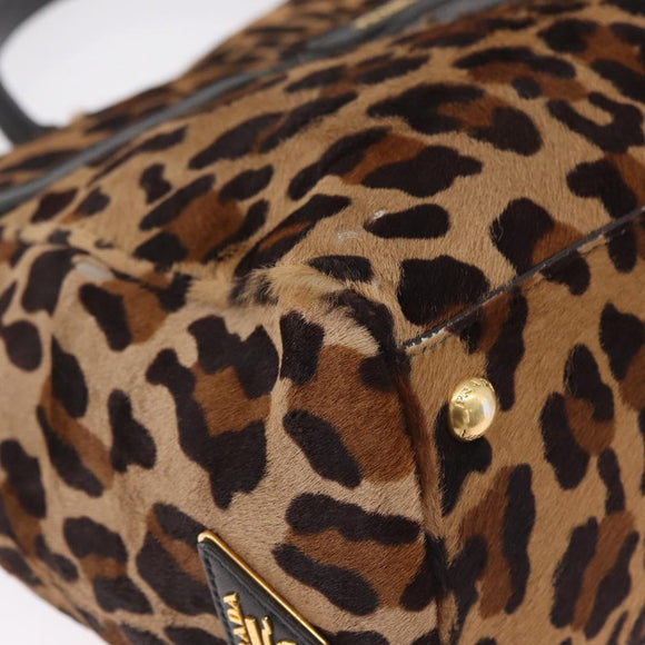 PRADA Hand Bag Harako leather 2way Beige Gold Auth 207985