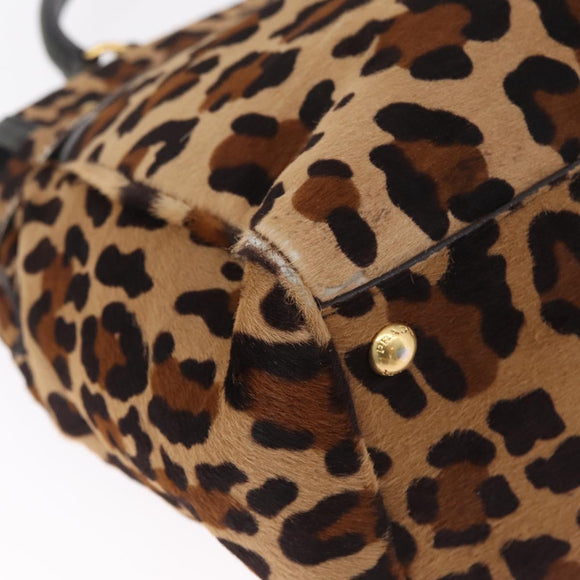 PRADA Hand Bag Harako leather 2way Beige Gold Auth 207985