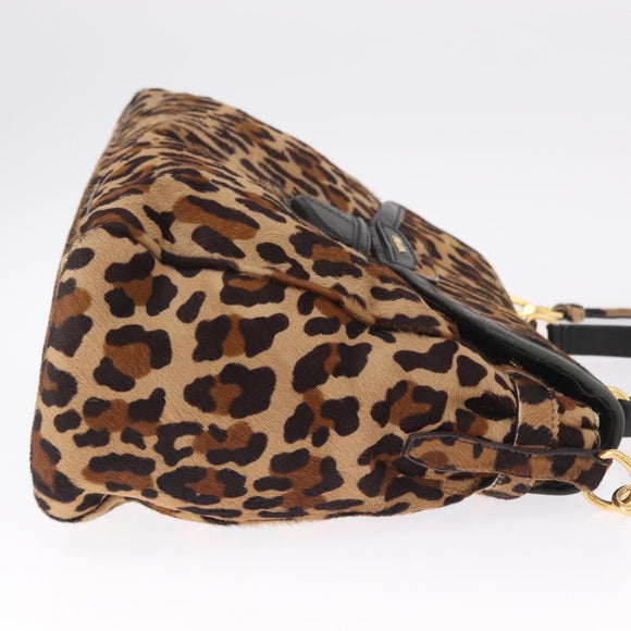 PRADA Hand Bag Harako leather 2way Beige Gold Auth 207985