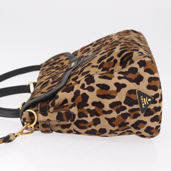 PRADA Hand Bag Harako leather 2way Beige Gold Auth 207985