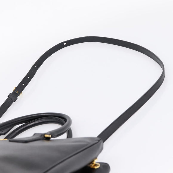 PRADA Galleria Hand Bag Saffiano leather 2way Black Gold Auth 207986V