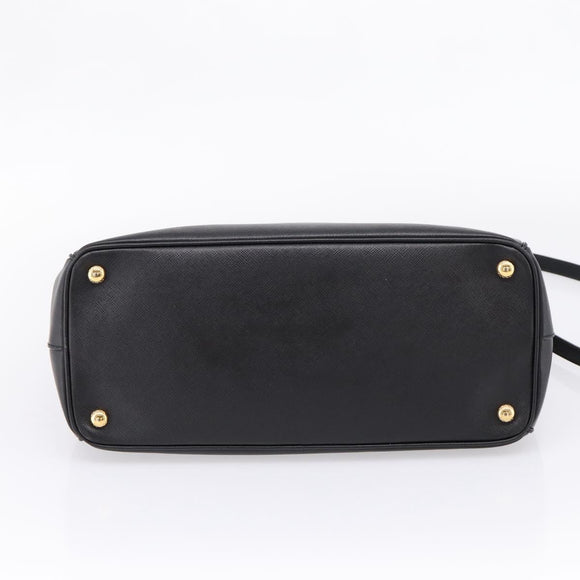 PRADA Galleria Hand Bag Saffiano leather 2way Black Gold Auth 207986V