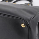 PRADA Galleria Hand Bag Saffiano leather 2way Black Gold Auth 207986V-14