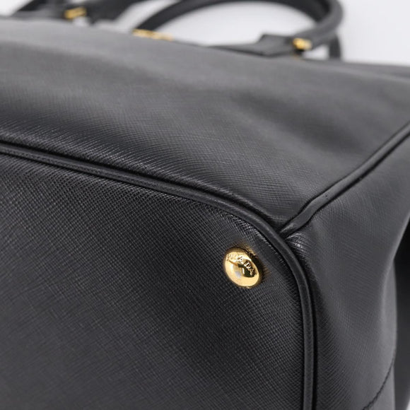 PRADA Galleria Hand Bag Saffiano leather 2way Black Gold Auth 207986V