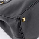 PRADA Galleria Hand Bag Saffiano leather 2way Black Gold Auth 207986V-15