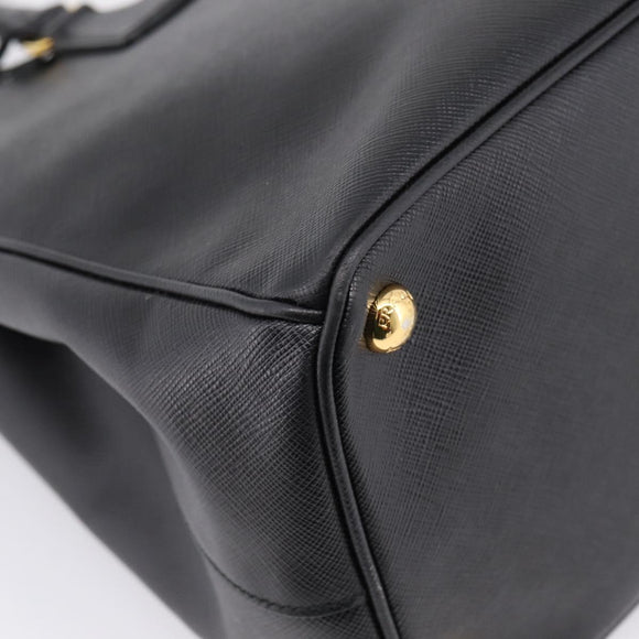 PRADA Galleria Hand Bag Saffiano leather 2way Black Gold Auth 207986V