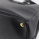 PRADA Galleria Hand Bag Saffiano leather 2way Black Gold Auth 207986V-16