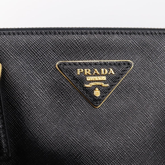 PRADA Galleria Hand Bag Saffiano leather 2way Black Gold Auth 207986V