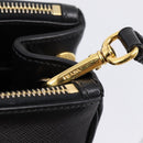 PRADA Galleria Hand Bag Saffiano leather 2way Black Gold Auth 207986V-21