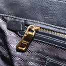 PRADA Galleria Hand Bag Saffiano leather 2way Black Gold Auth 207986V-26