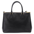 PRADA Galleria Hand Bag Saffiano leather 2way Black Gold Auth 207986V-3