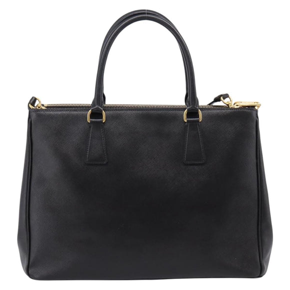 PRADA Galleria Hand Bag Saffiano leather 2way Black Gold Auth 207986V