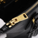 PRADA Galleria Hand Bag Saffiano leather 2way Black Gold Auth 207986V-30