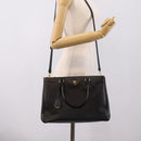 PRADA Galleria Hand Bag Saffiano leather 2way Black Gold Auth 207986V-34
